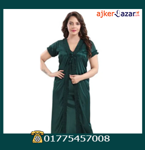 Ready Made Womens Satin Night Dress (Two part) - Sea Green